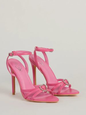 So You Rhinestone Heart Strappy Stiletto Heels