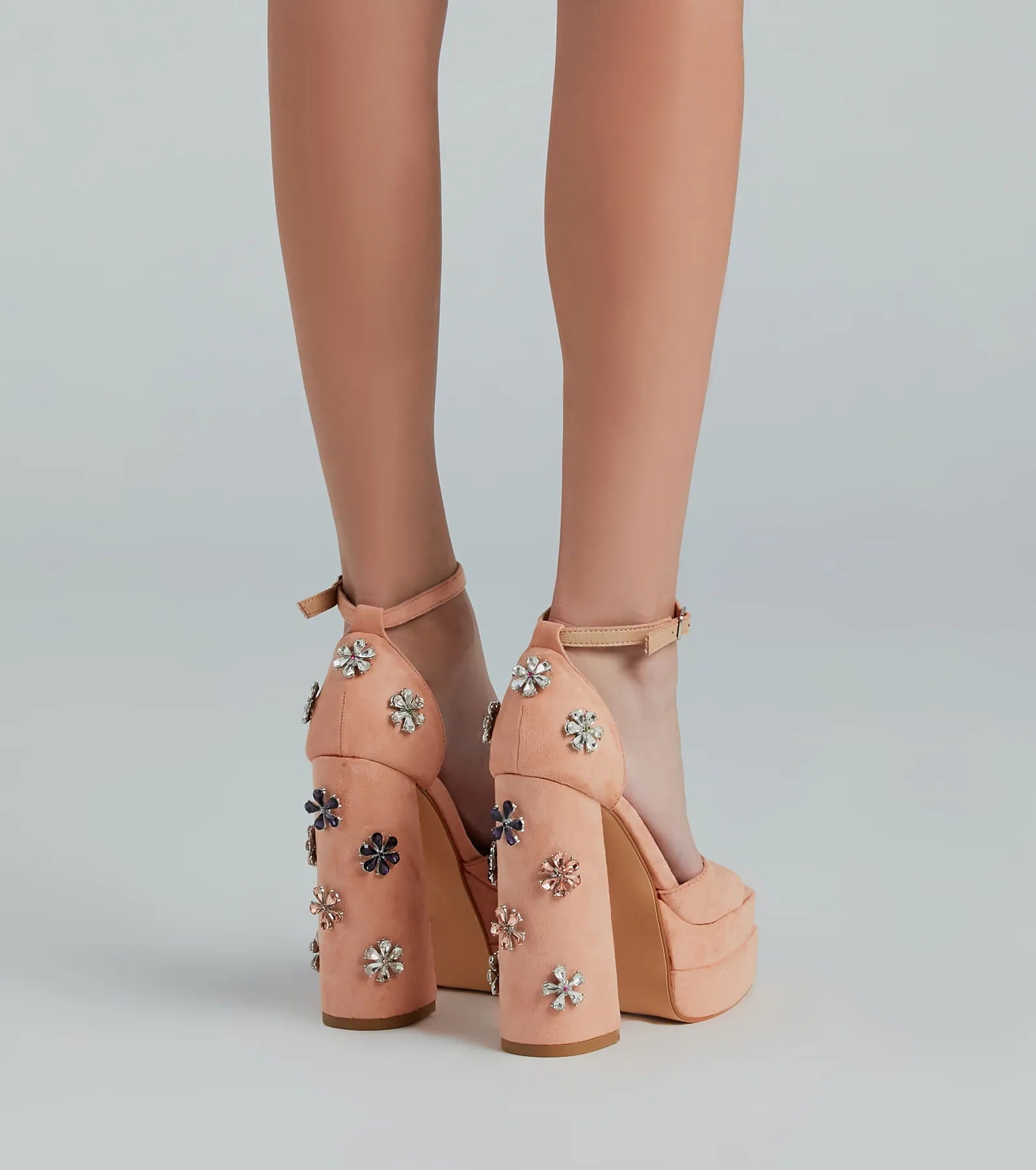 Vivid Color Gemstone Floral Platform Heels - Image 8