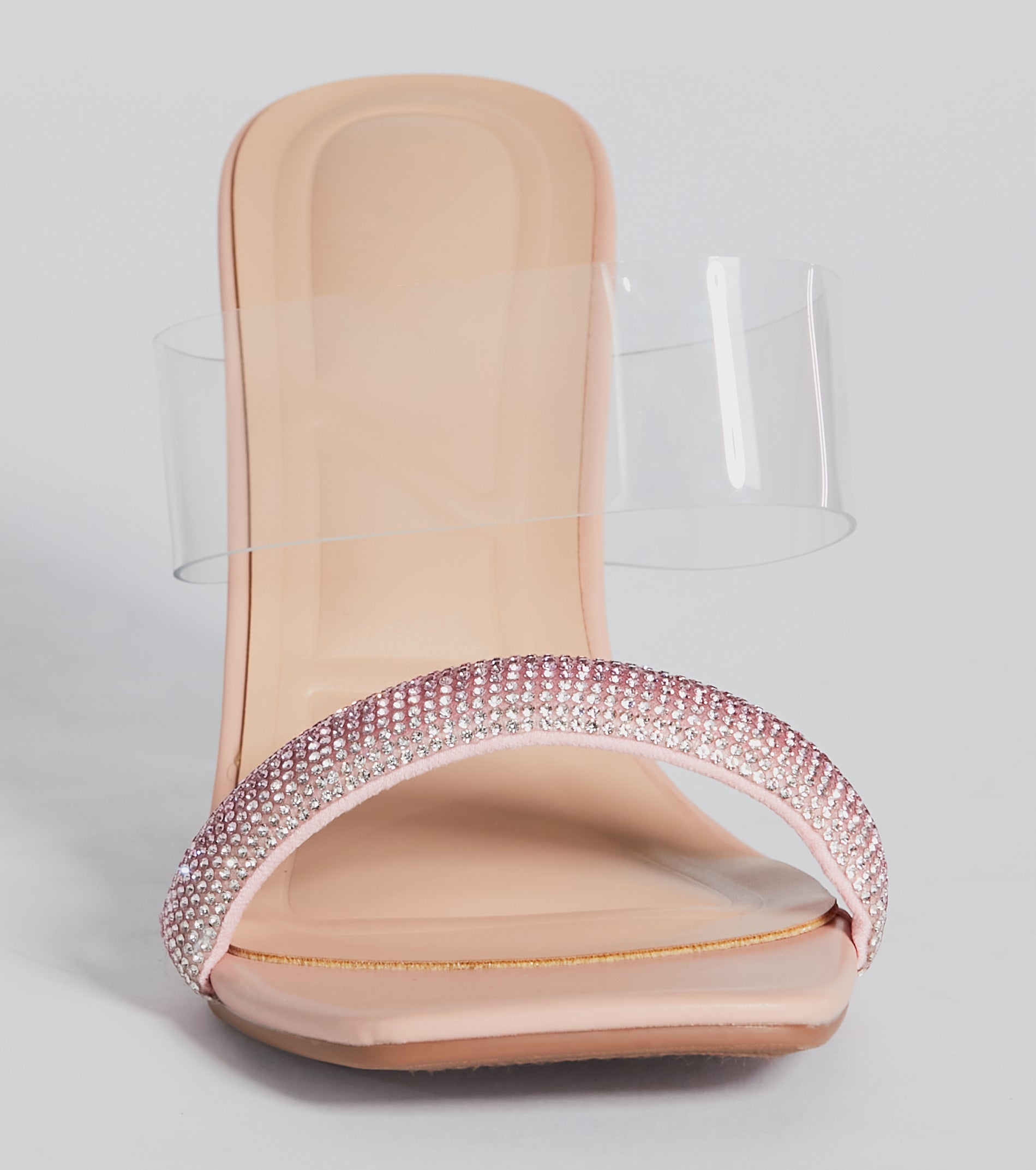Ombre Effect Rhinestone Lucite Block Heel Mules - Image 3