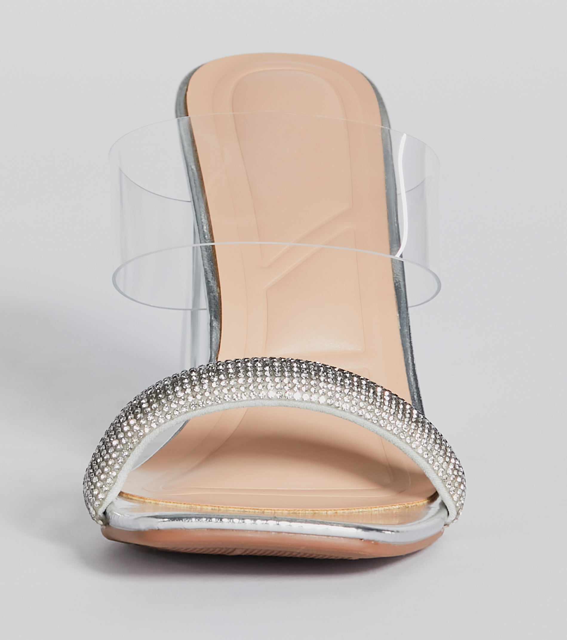 Ombre Effect Rhinestone Lucite Block Heel Mules - Image 7
