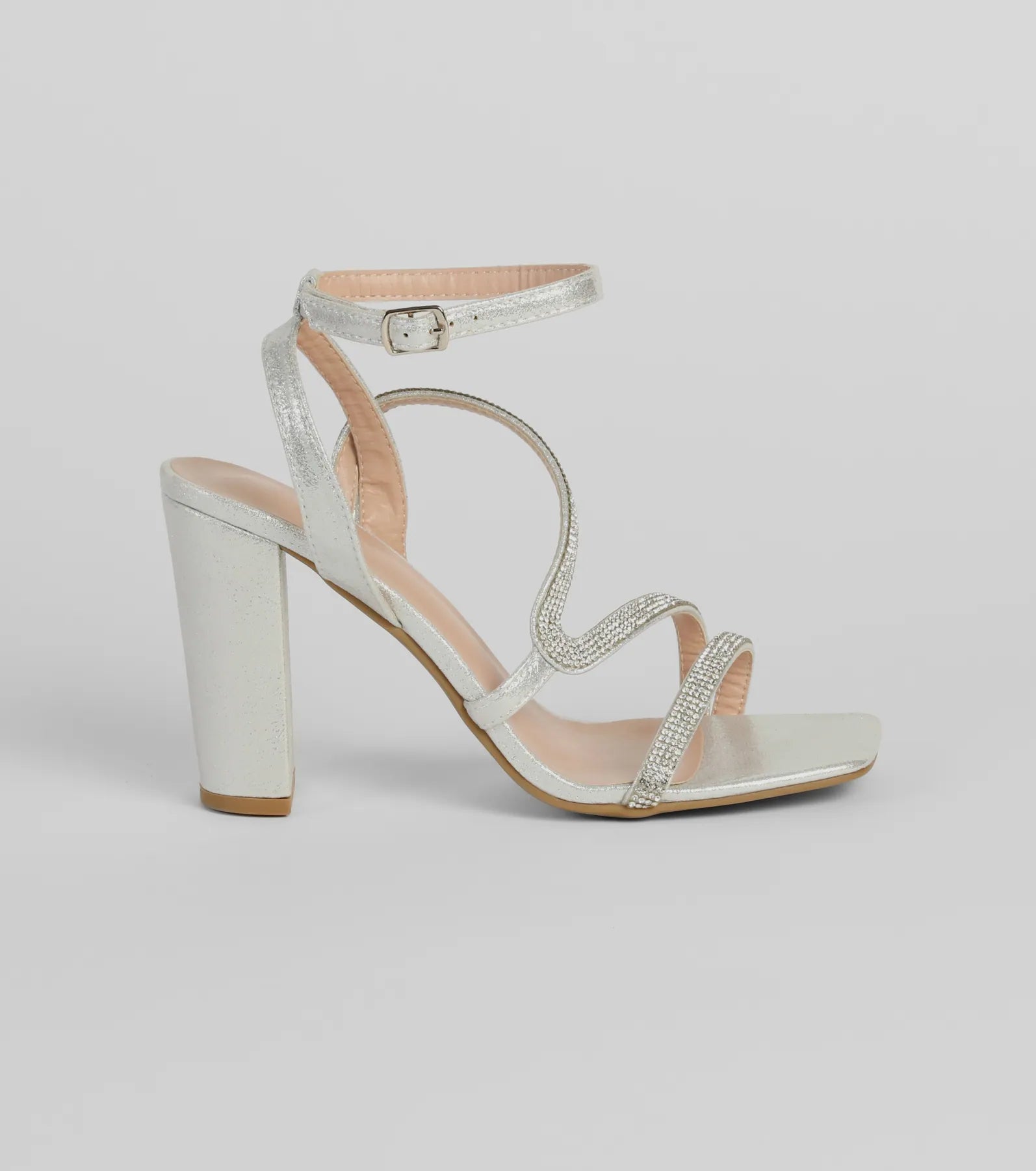 Glam On The Line Rhinestone Block Heels - Image 2