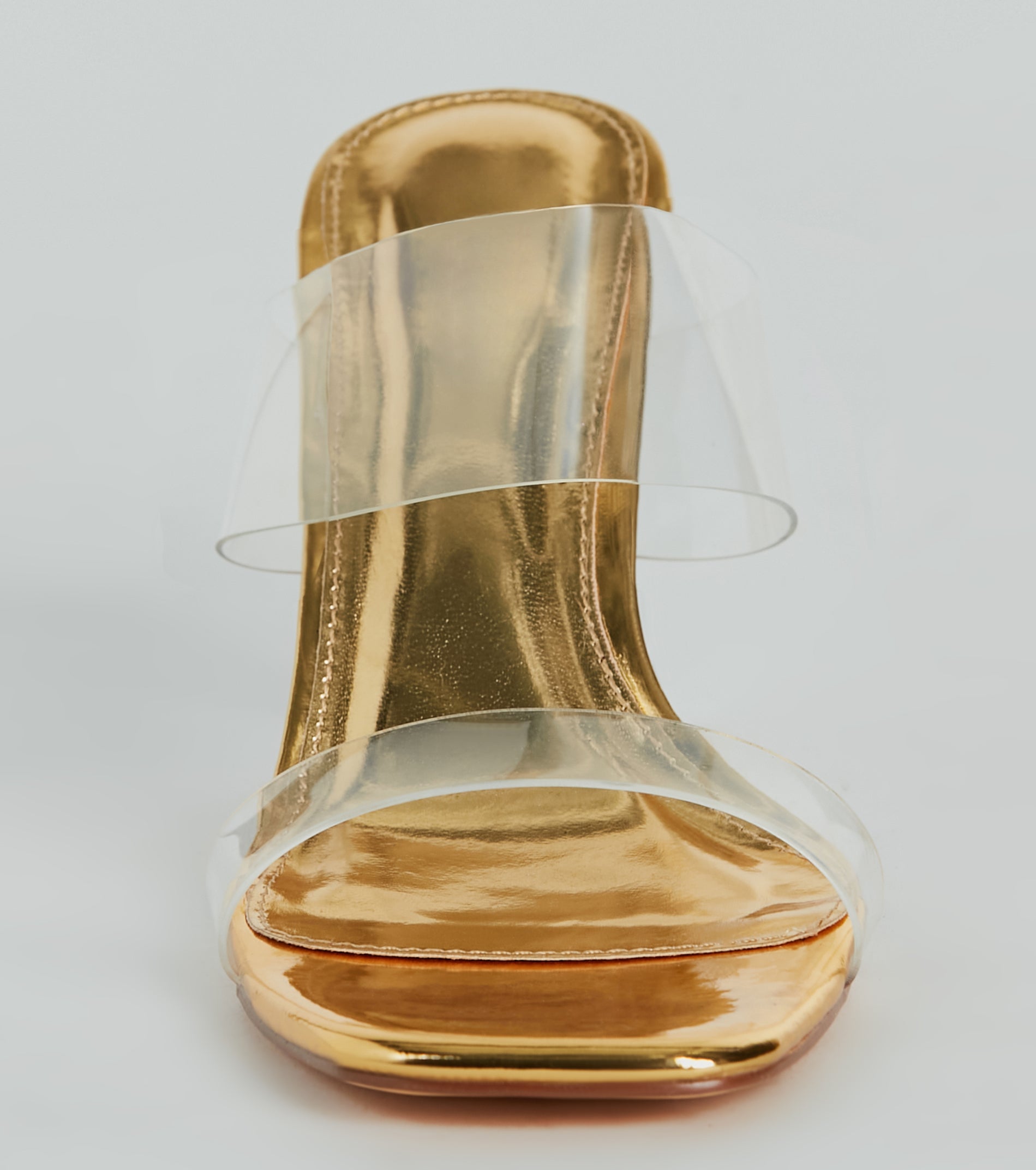 Style So Clear Strap Metallic Block Heel Mules - Image 3