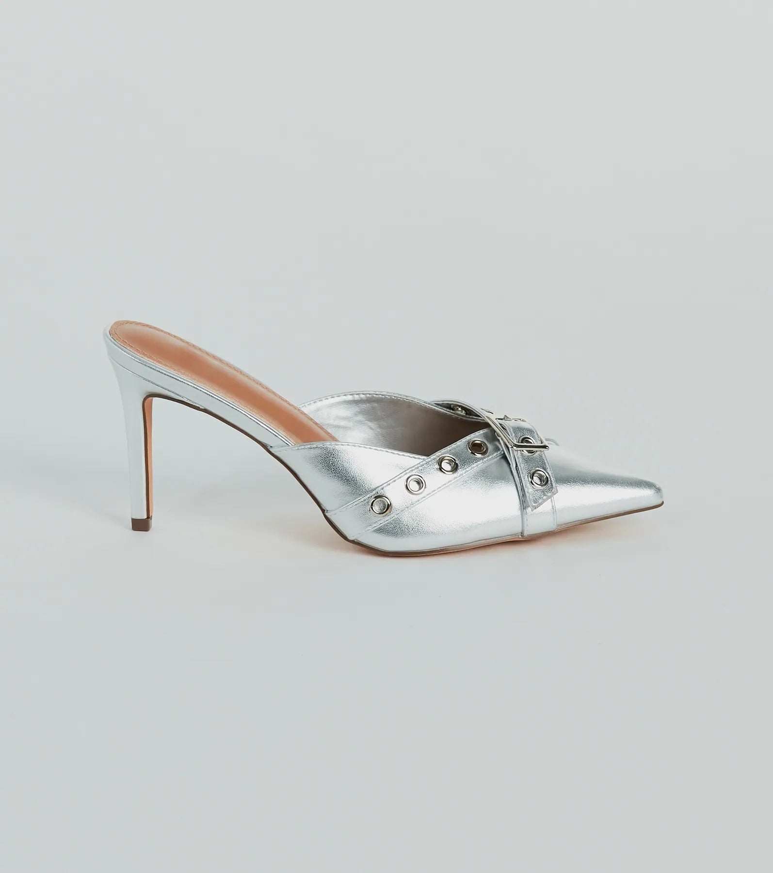 Fabulous Sheen Metallic Strappy Stiletto Mules - Image 2