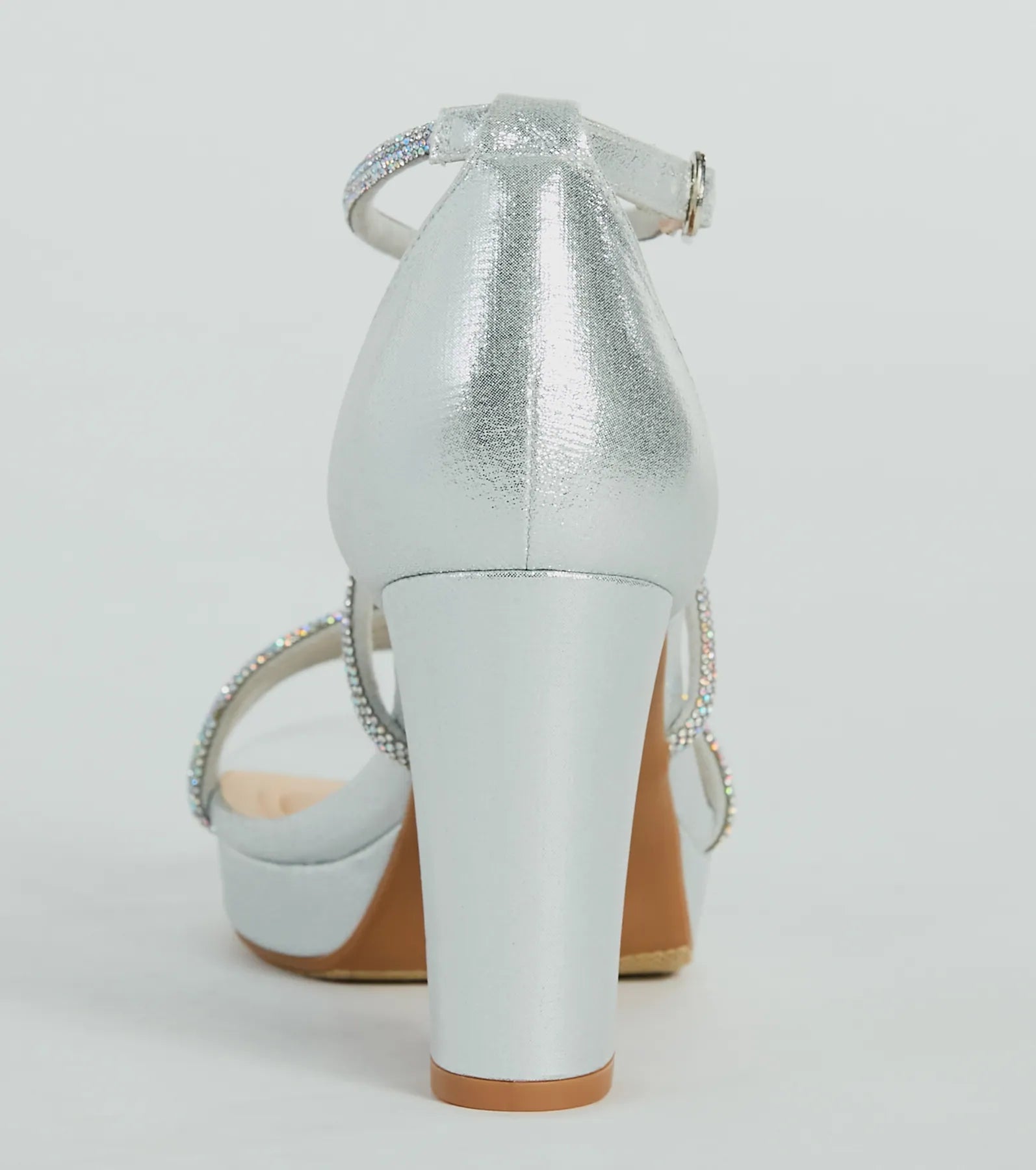 Gloss Up Glitter Rhinestone Platform Block Heels - Image 4