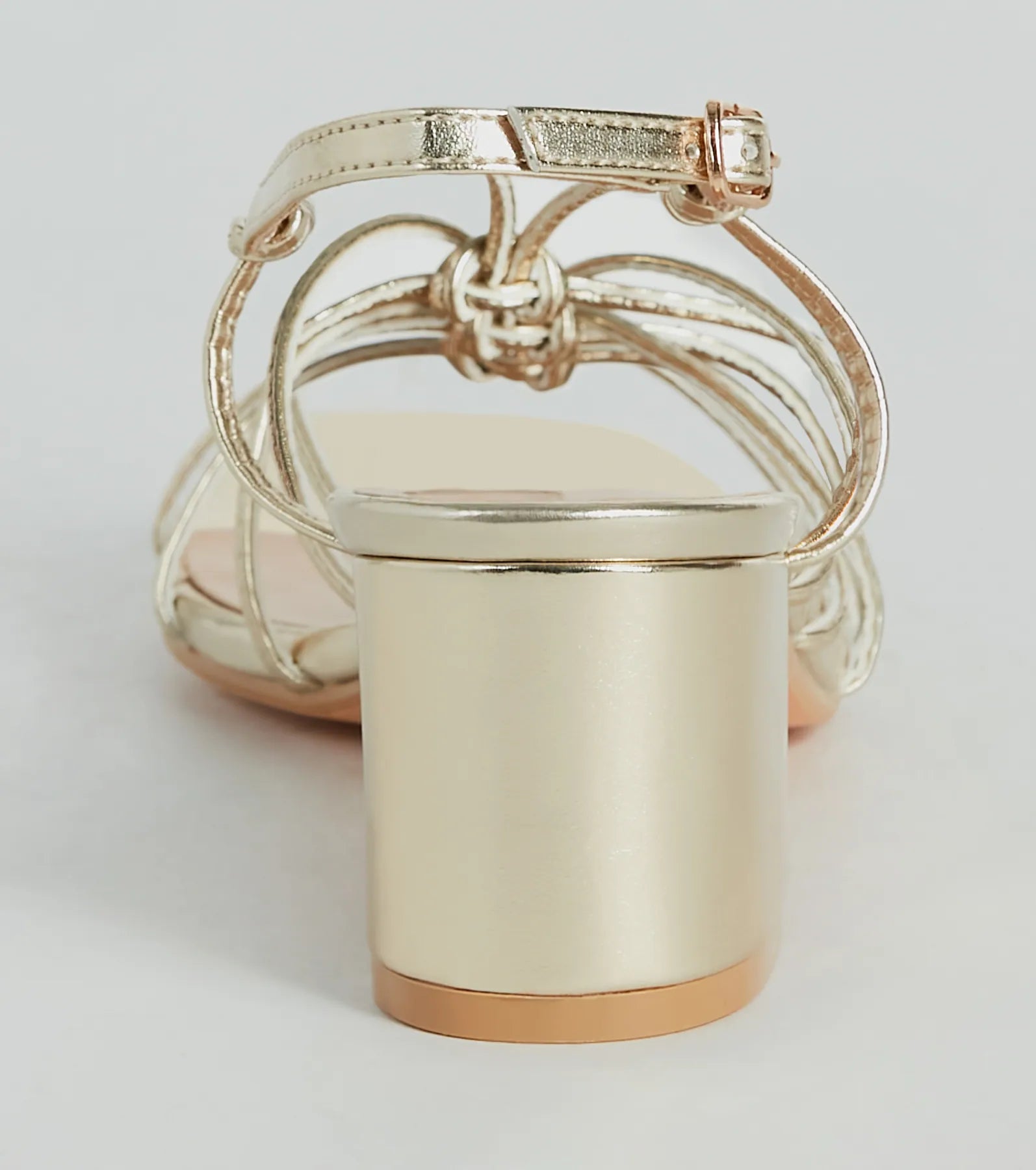 Glam Strappy Metallic Faux Leather Low-Block Heels - Image 4