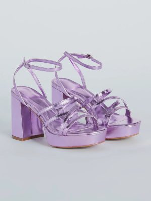 All My Shine Metallic Strappy Platform Heels