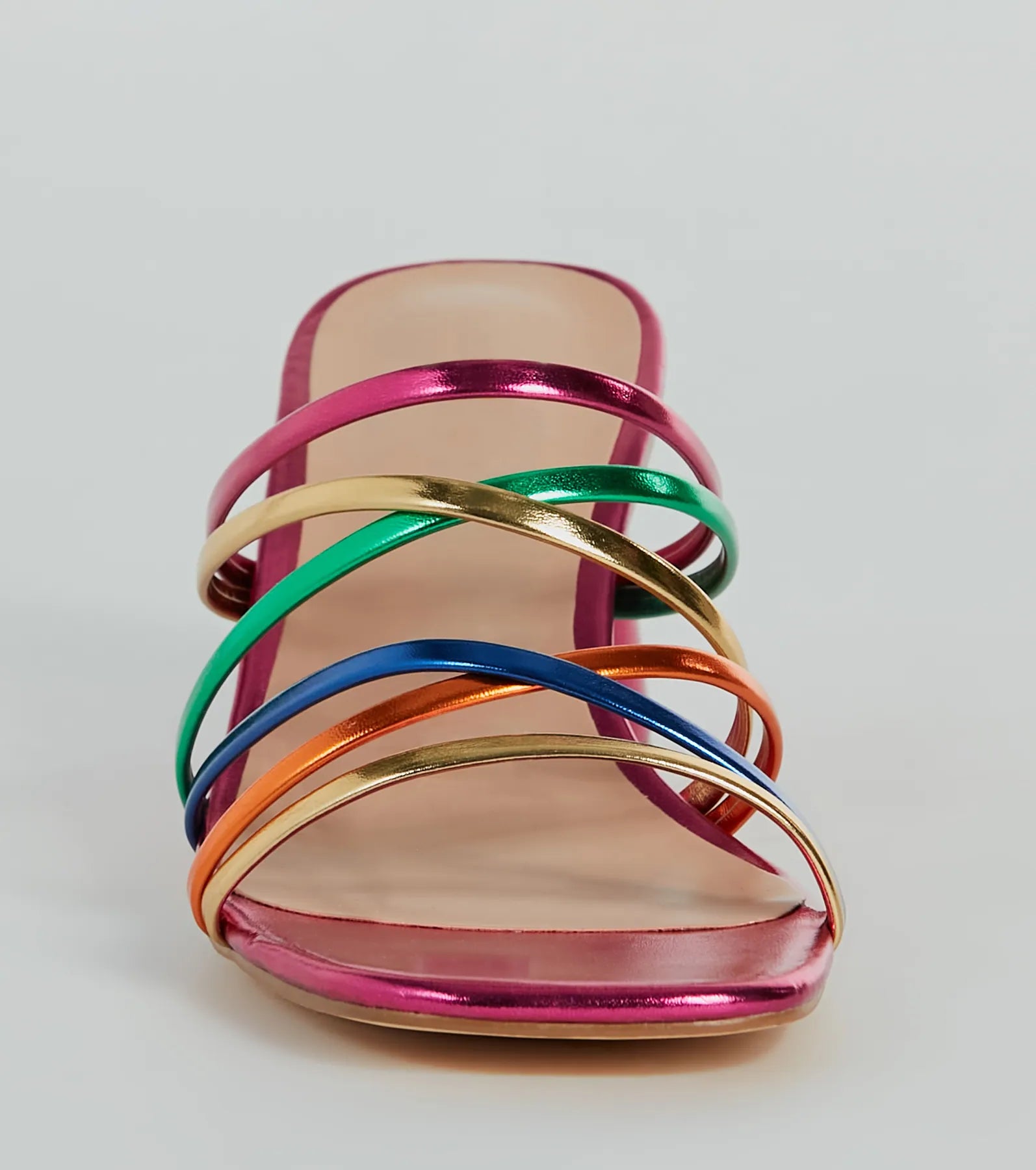 Party Starter Strappy Metallic Faux Leather Mules - Image 3