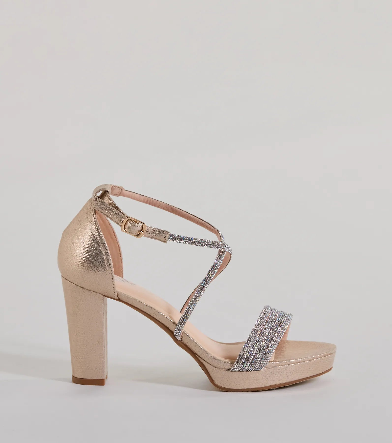 Gloss Up Glitter Rhinestone Platform Block Heels - Image 14