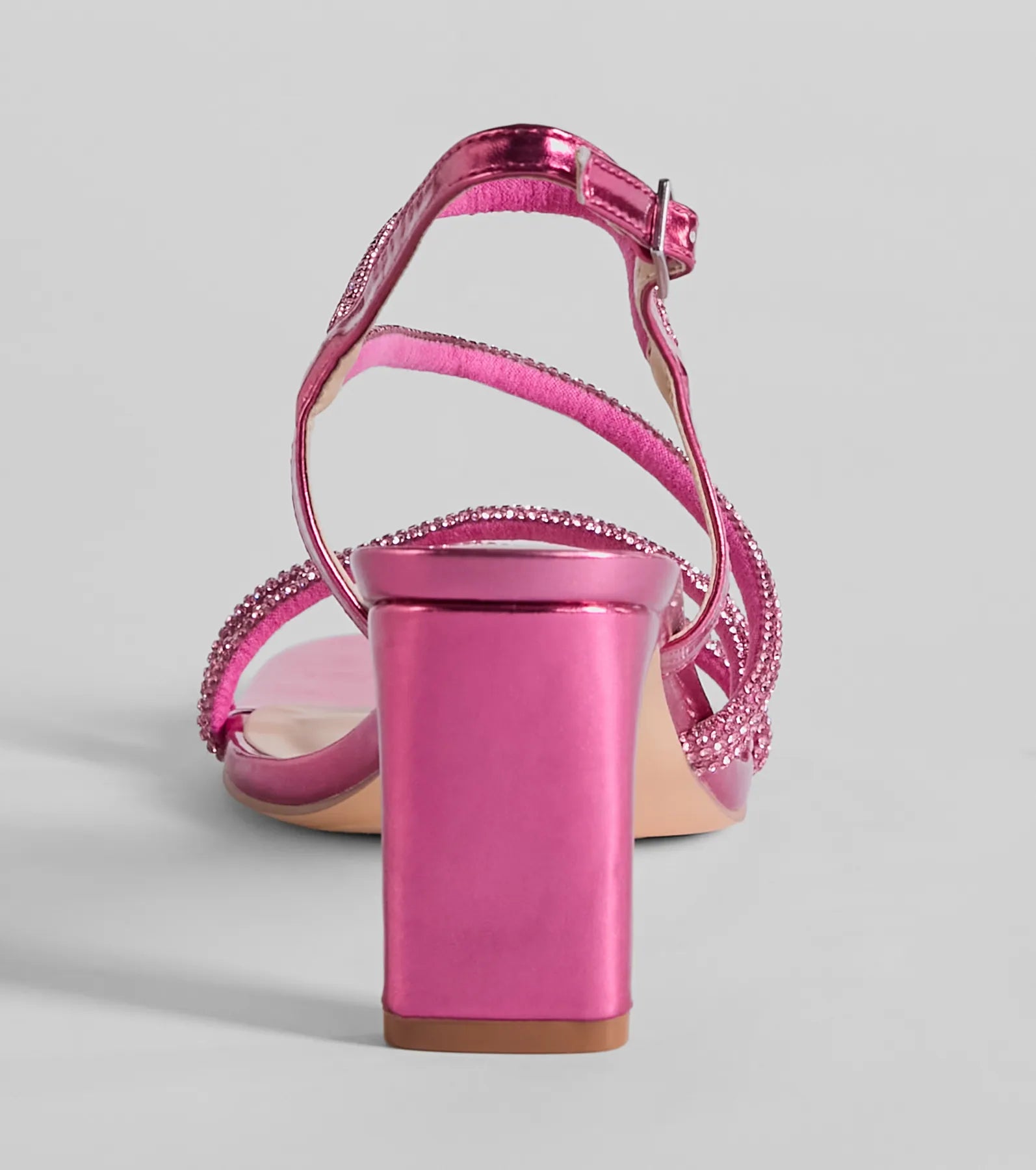 Glamour Up Rhinestone Strappy Metallic Heels - Image 4