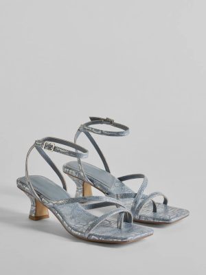 Glam Attitude Metallic Snake Print Kitten Heels