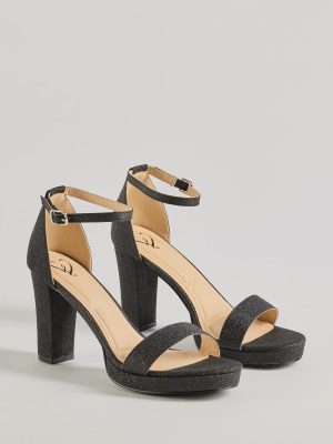 Sparkle And Glow Glitter Mesh Platform Heels