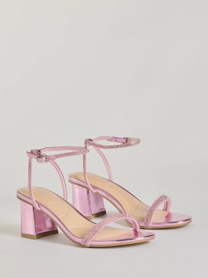 Sparkle Party Rhinestone Metallic Block Heels