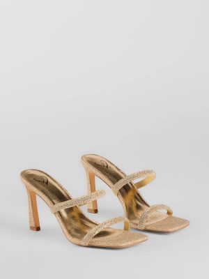 Classy Luxe Rhinestone Strappy Stiletto Mules