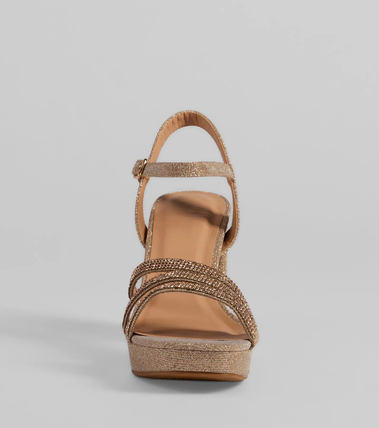 Stepping Out Rhinestone Strappy Platform Block Heels - Image 11