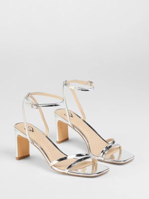 So Obsessed Metallic Strappy Block Heels