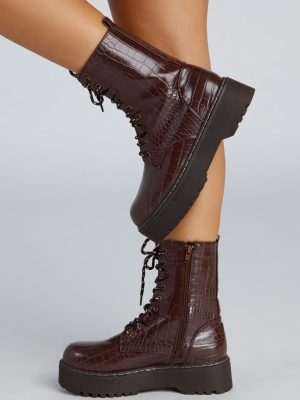 Edgy Glamour Platform Lace-Up Boots