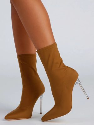 Chic In the Streets Pointed Toe Lucite Booties