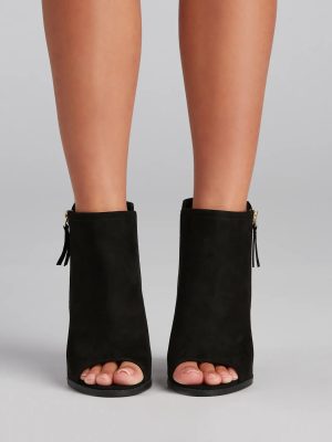 Peep Your Business Stacked Heel Booties