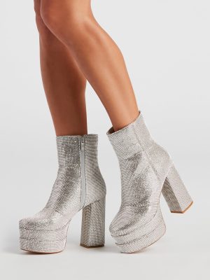 Retro Gal Rhinestone Heel Booties