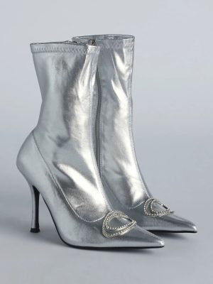 Point Me To Chic Rhinestone Stiletto Booties