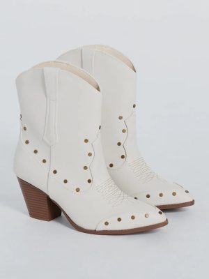 Country Vibes Studded Faux Leather Western Booties