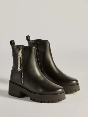 Grit And Glam Faux Leather Combat Lug Booties