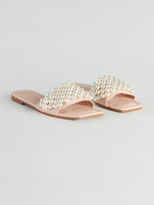 Hidden Treasure Faux Pearl Slide Sandals