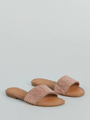 Casual Glitz Rhinestone Strap Faux Leather Sandals