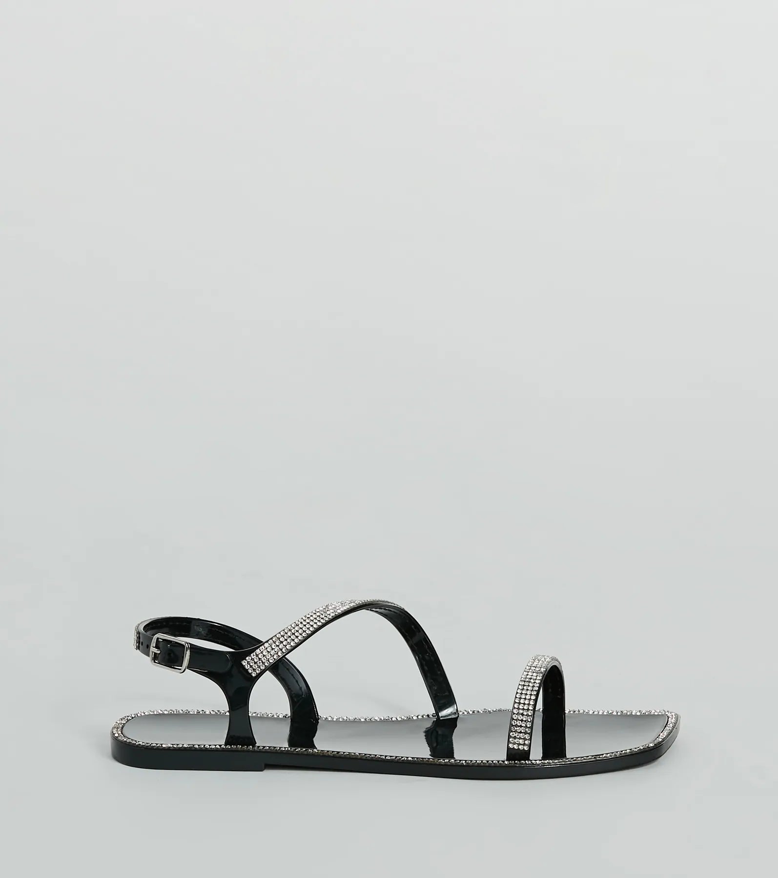 Glowing Up Rhinestone Flat Jelly Sandals - Image 2