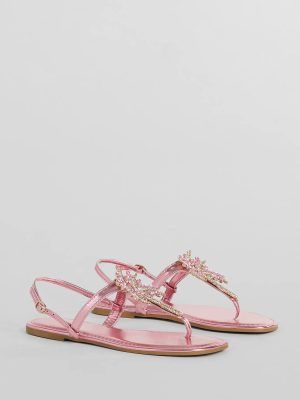 Beachy Glam Rhinestone Palm Tree Metallic Sandals