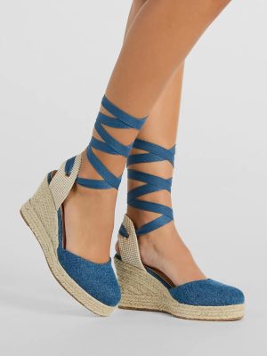 Beachy Dreams Denim Lace-Up Espadrille Wedges