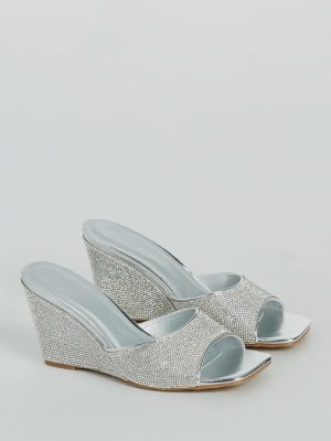 All Star Glitz Rhinestone Square Toe Wedges