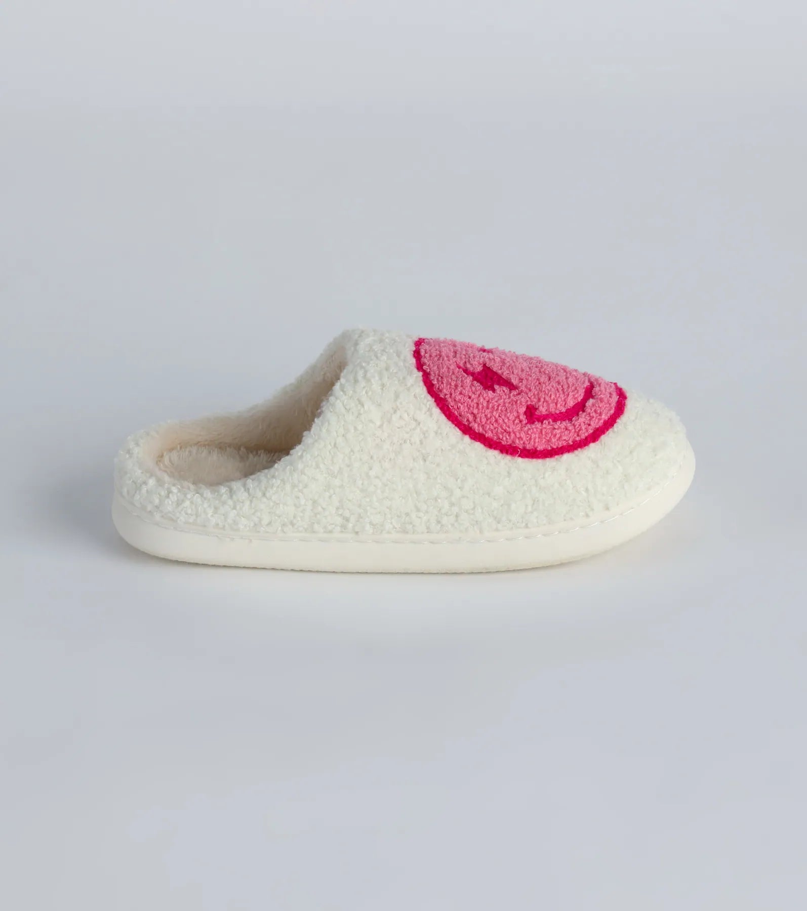 Happy Face Faux Sherpa Slippers - Image 3